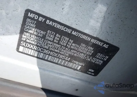 2017 BMW X5 xDrive35I z USA, uszkodzony, nr VIN 5UXKR0C36H0X78544